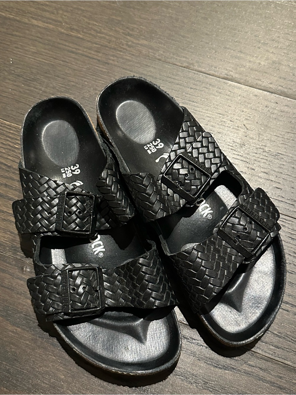 Arizona Woven Embossed Sandal in Black